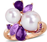 DELMAR Cultured Pearl & Semiprecious Stone Cluster Ring