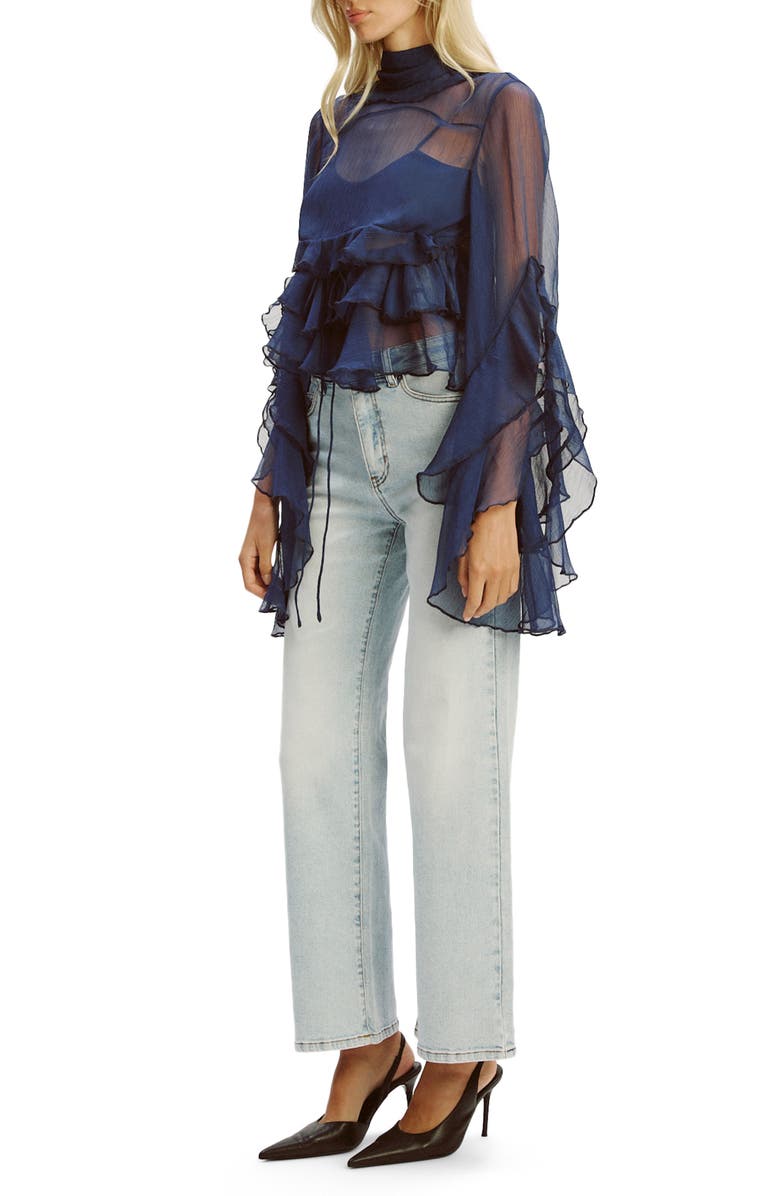 Bardot Anyssa Ruffle Tie Back Top, Alternate, color, 