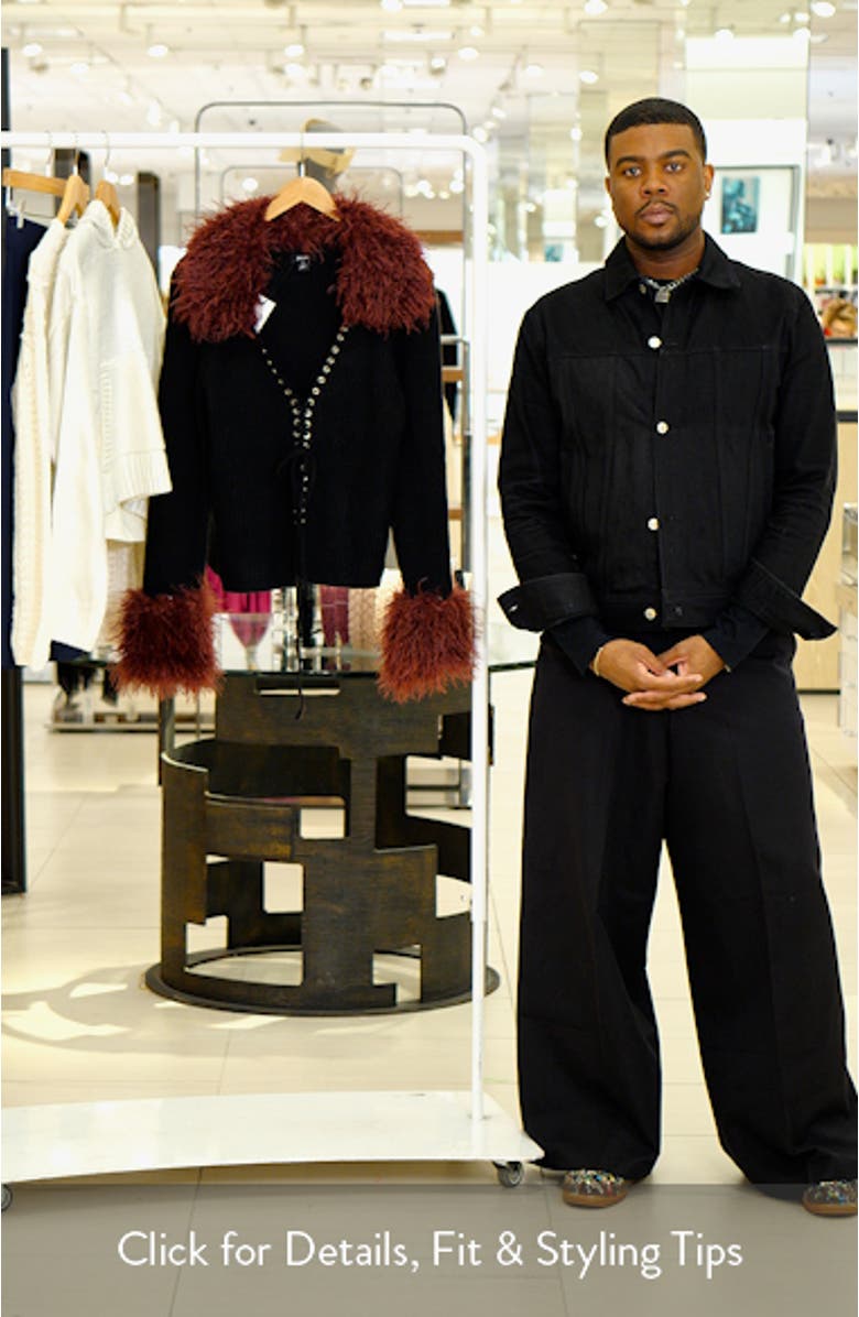 Faux Fur Trim Lace-Up Cardigan, sales video thumbnail