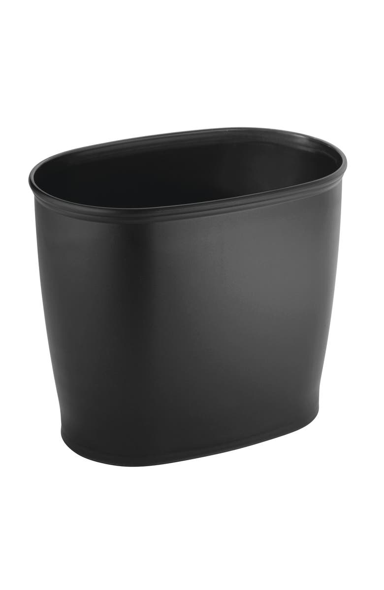 iDesign Oval 2.1 Gallon / 8 Liter Plastic Trash Can, 2-Pack, Black, Made in USA, Alternate, color, Black