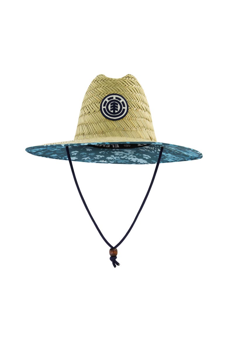 Woven Seagrass Lifeguard Hat with Camo Under Brim and Braided Chin Cord, Main, color, BLUE