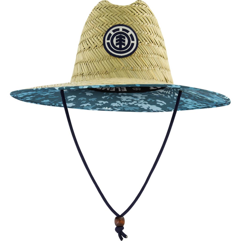 Element Woven Seagrass Lifeguard Hat With Camo Under Brim And Braided Chin Cord In Brown