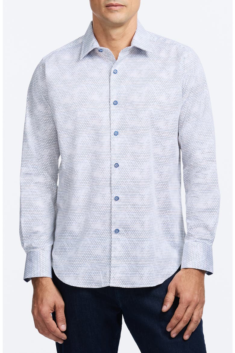 Akehurst Geo Print Stretch Cotton Button-Up Shirt, Main, color, BLUE MULTI