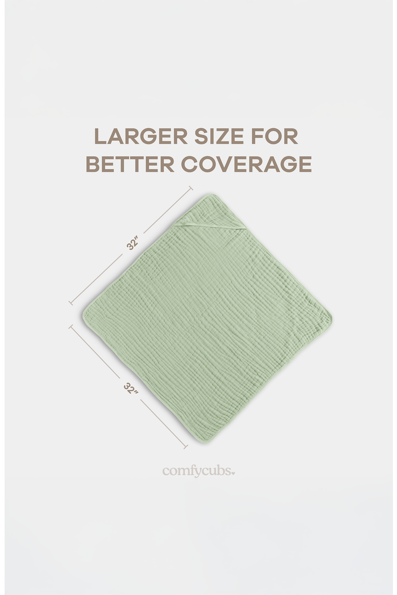 Hooded Baby Towels - 6 Layers, Pack of 2, Alternate, color, Sage