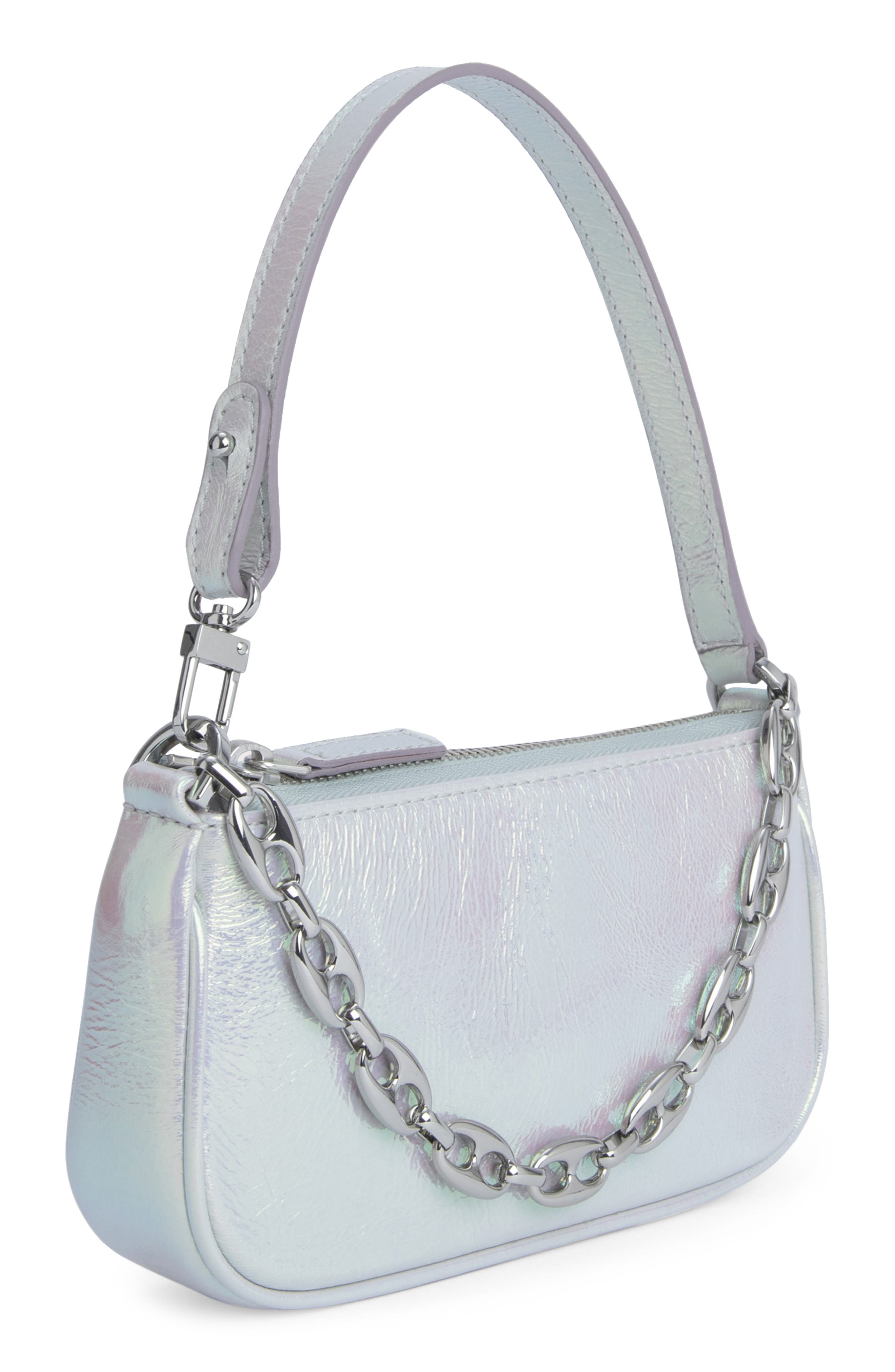 By Far Mini Rachel Metallic Leather Convertible Shoulder Bag, Alternate, color, 