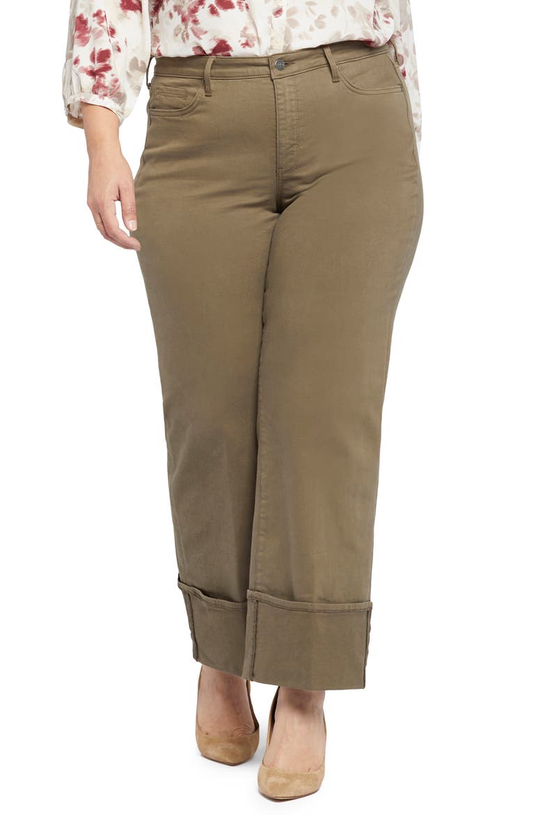Teresa Deep Cuff Wide Leg Jeans, Main, color, RIPE OLIVE