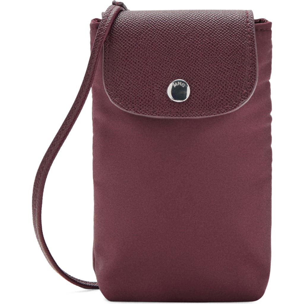 Mango Nylon Phone Crossbody Bag In Burgundy