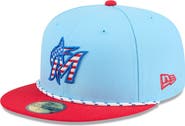 New Era Men's New Era Light Blue/Red Miami Marlins 2025 Fourth of July 59FIFTY Fitted Hat