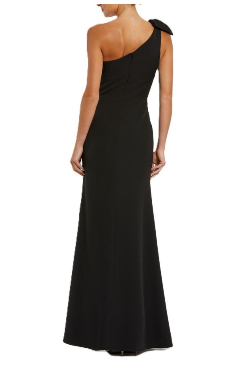 Mac Duggal Women's Crepe One Shoulder Fitted Gown With Bow, Alternate, color, Black