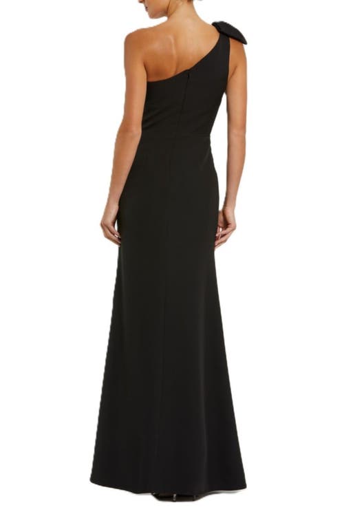 Mac Duggal One-shoulder Jersey A-line Gown In Black