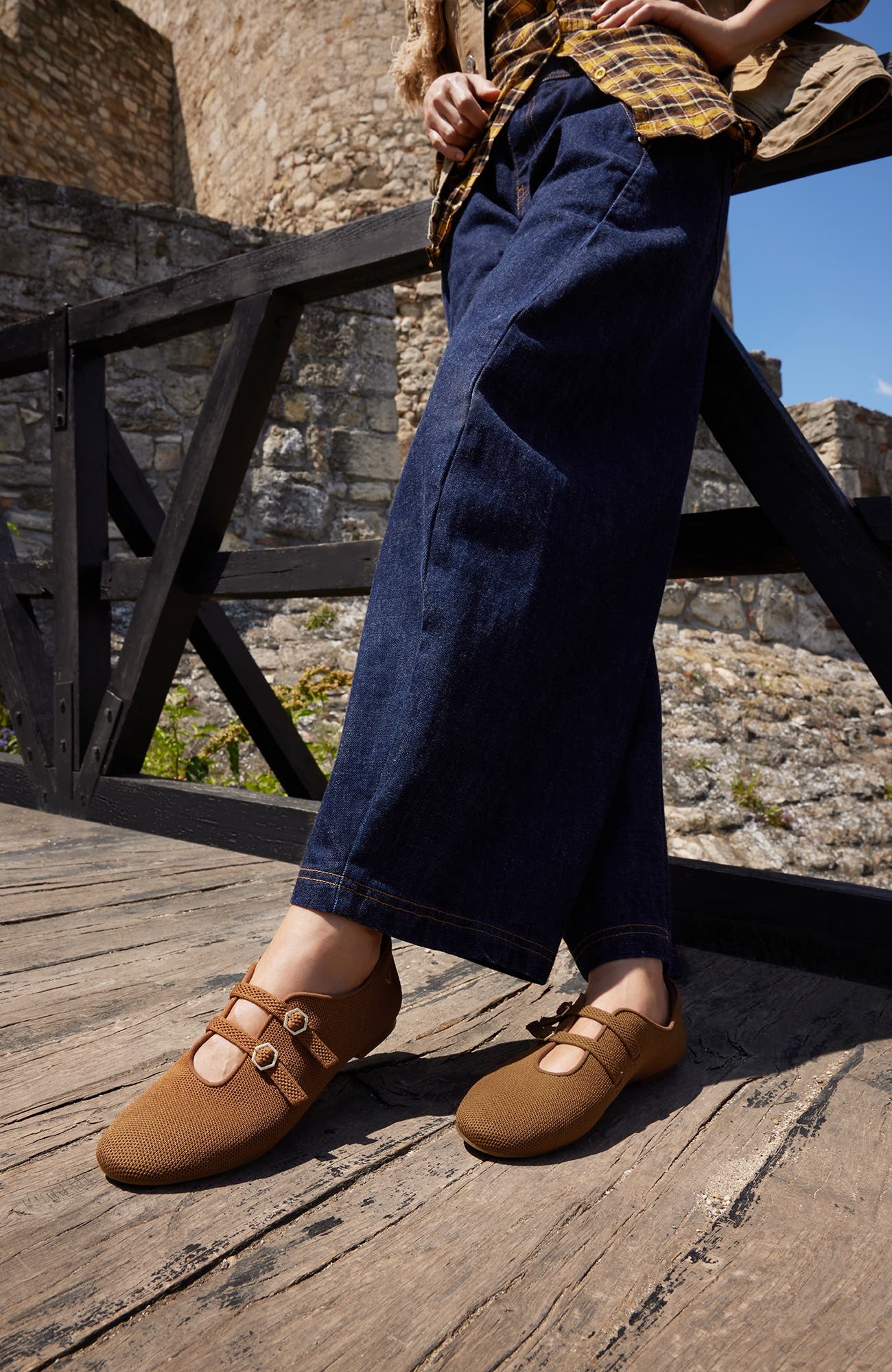 VIVAIA Twin-Strap Flats, Alternate, color, Caramel