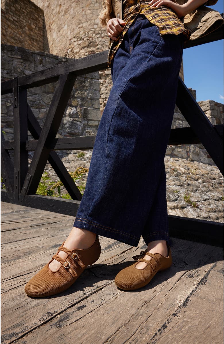 VIVAIA Twin-Strap Flats, Alternate, color, Caramel