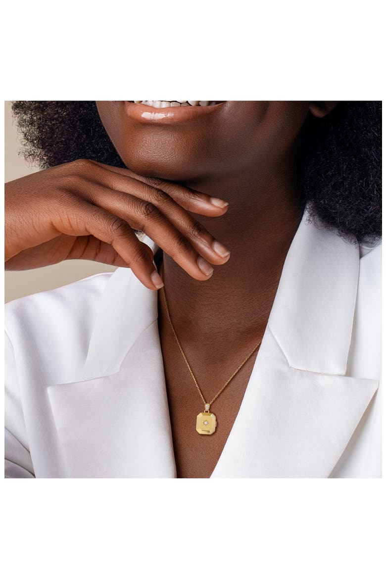 Lab Created White Sapphire Locket Pendant Necklace, Alternate, color, GOLD