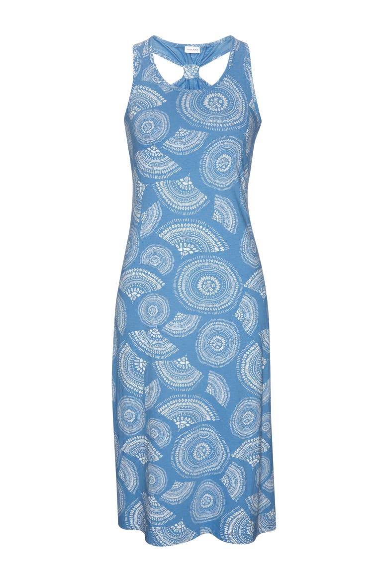 Racerback Print Dress, Alternate, color, Blue & White