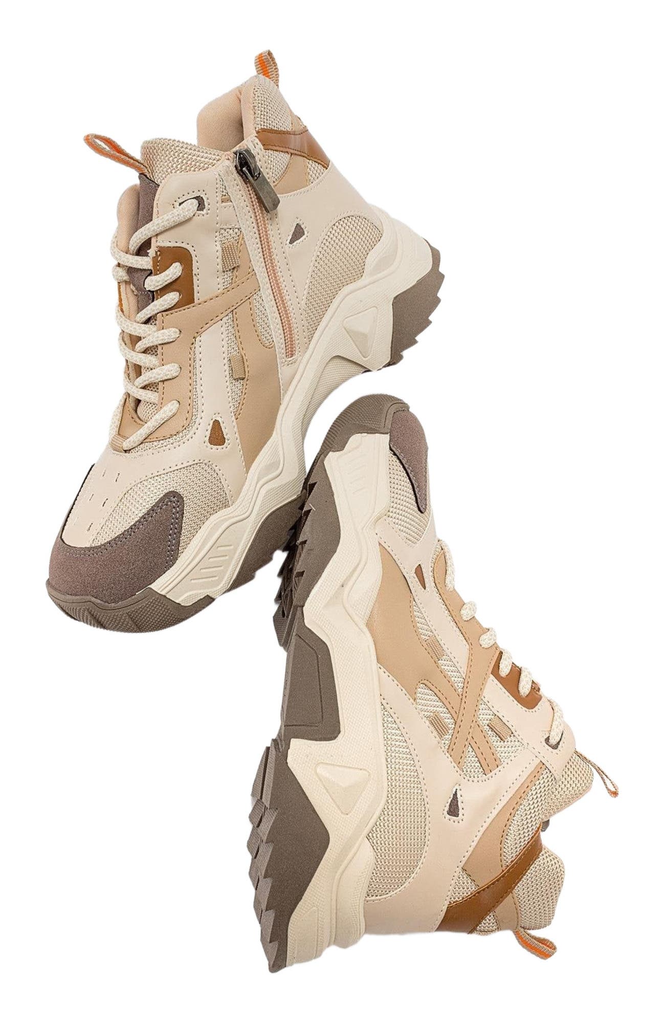 Lowel Sneaker Boot, Alternate, color, Beige Faux Leather