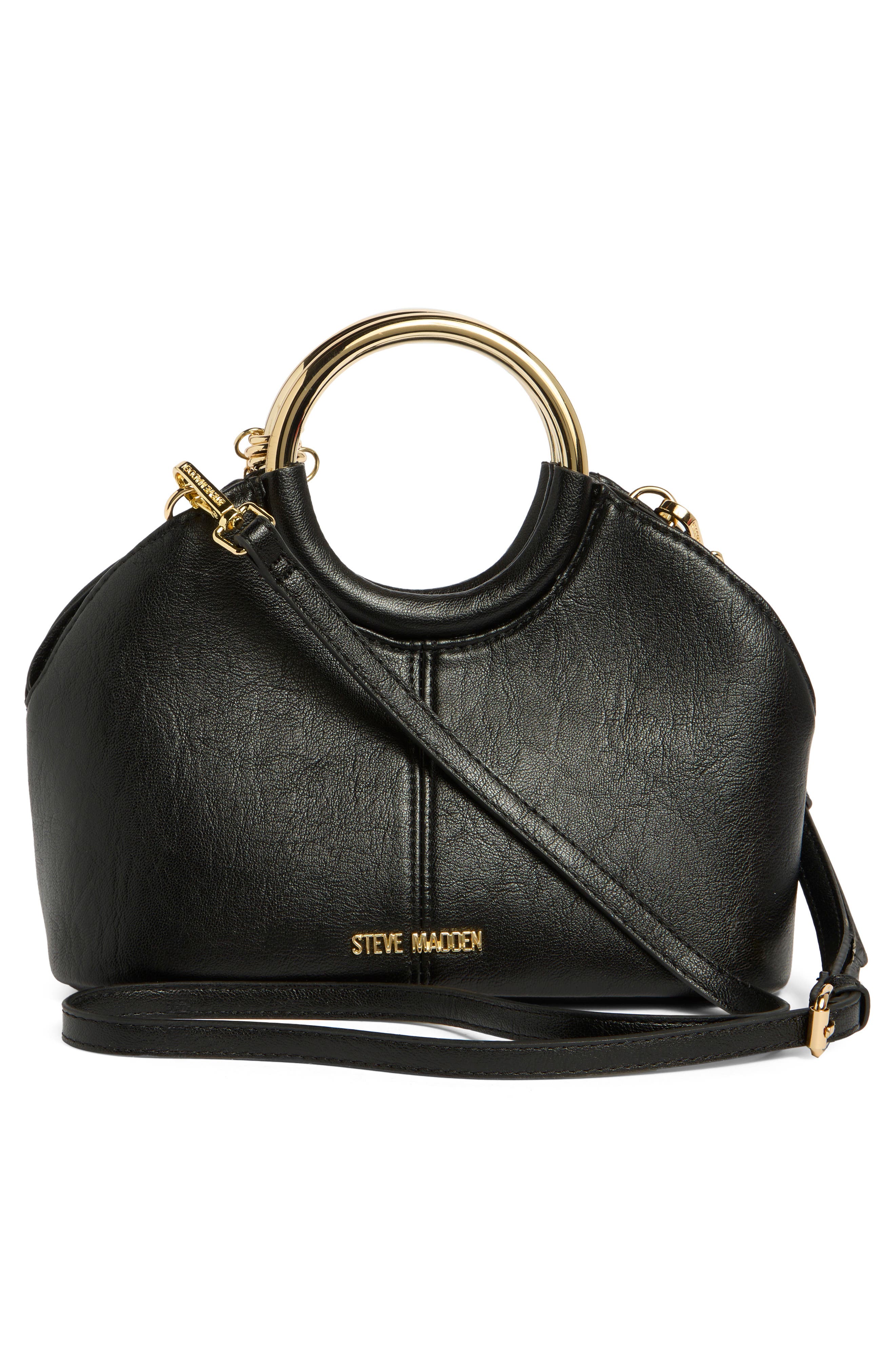 Steve Madden Gwenie Faux Leather Handbag, Alternate, color, Black