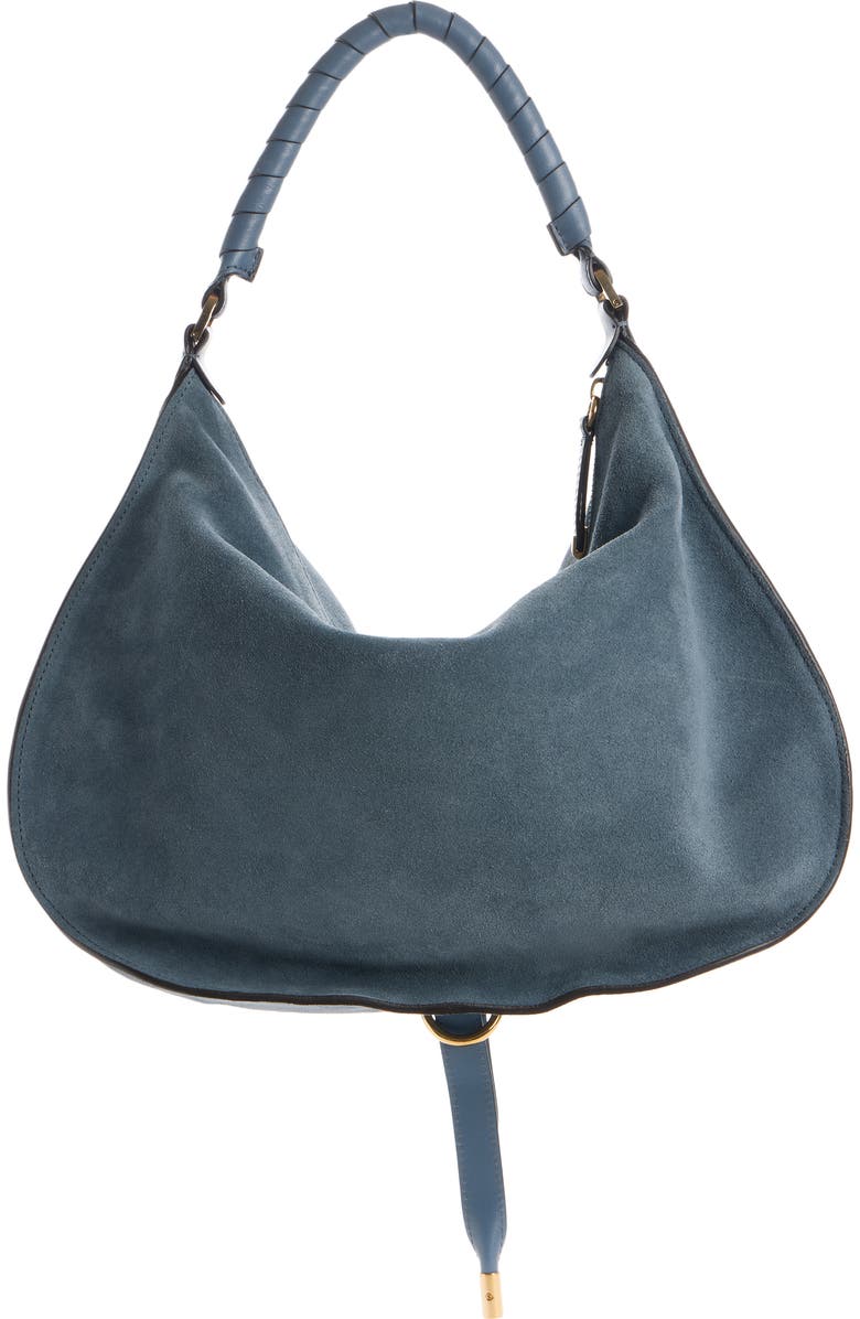 Chloé Medium Marcie Suede Shoulder Bag, Alternate, color, Ashes Blue