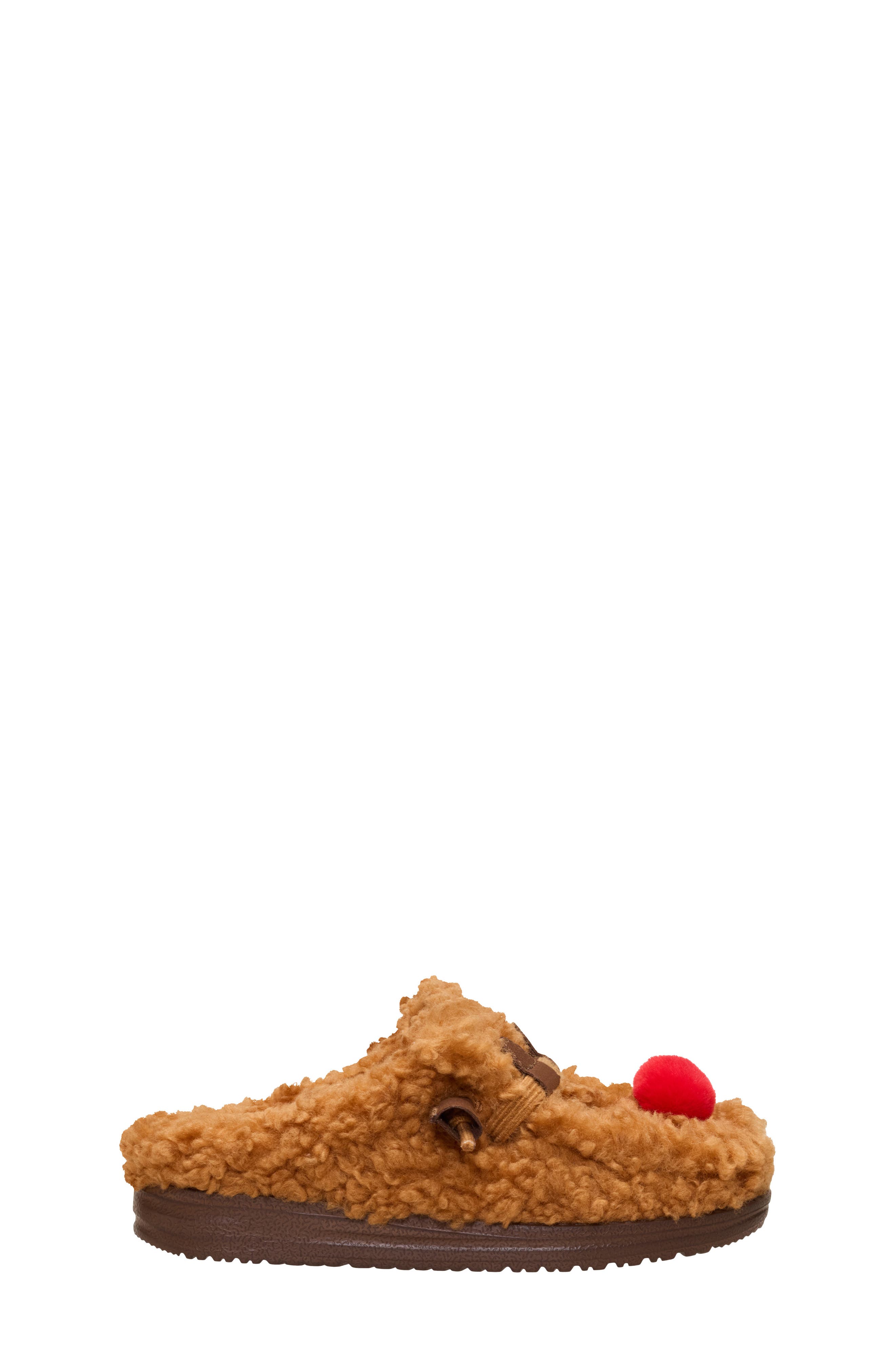 Kids' Wally Faux Fur Reindeer Slipper, Alternate, color, ORANGE