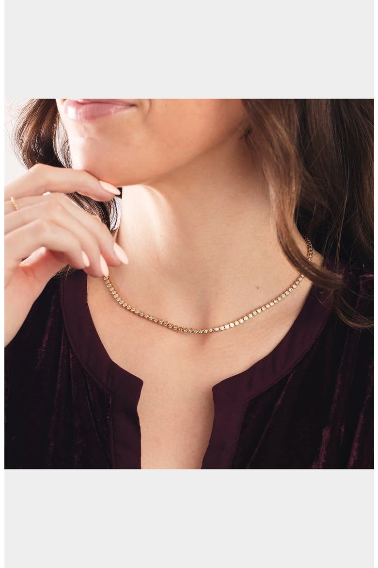Poppy Cubic Zirconia Tennis Necklace, Alternate, color, GOLD VERMEIL