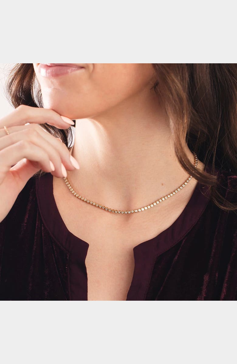 MADE BY MARY Poppy Cubic Zirconia Tennis Necklace, Alternate, color, Gold Vermeil