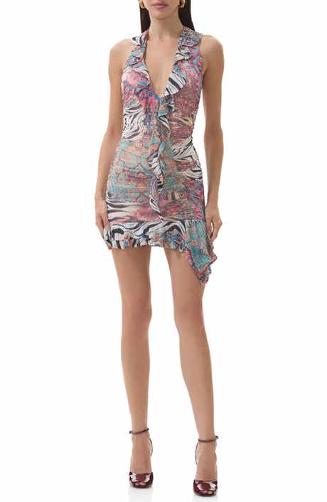 AFRM Odessa Ruffle Halter Open Back Minidress