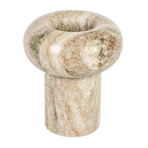 Round Marble Tealight Holder, Beige