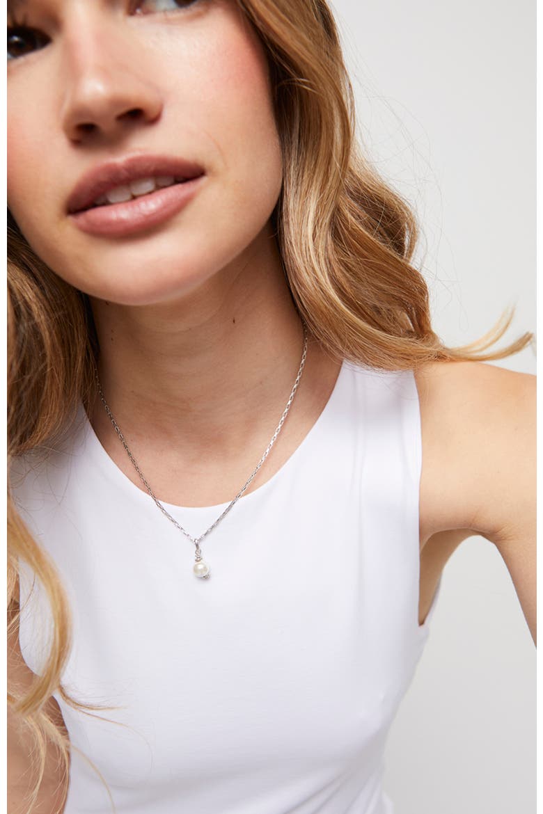 Silver-Plated Charm with Pearl, Alternate, color, Silver