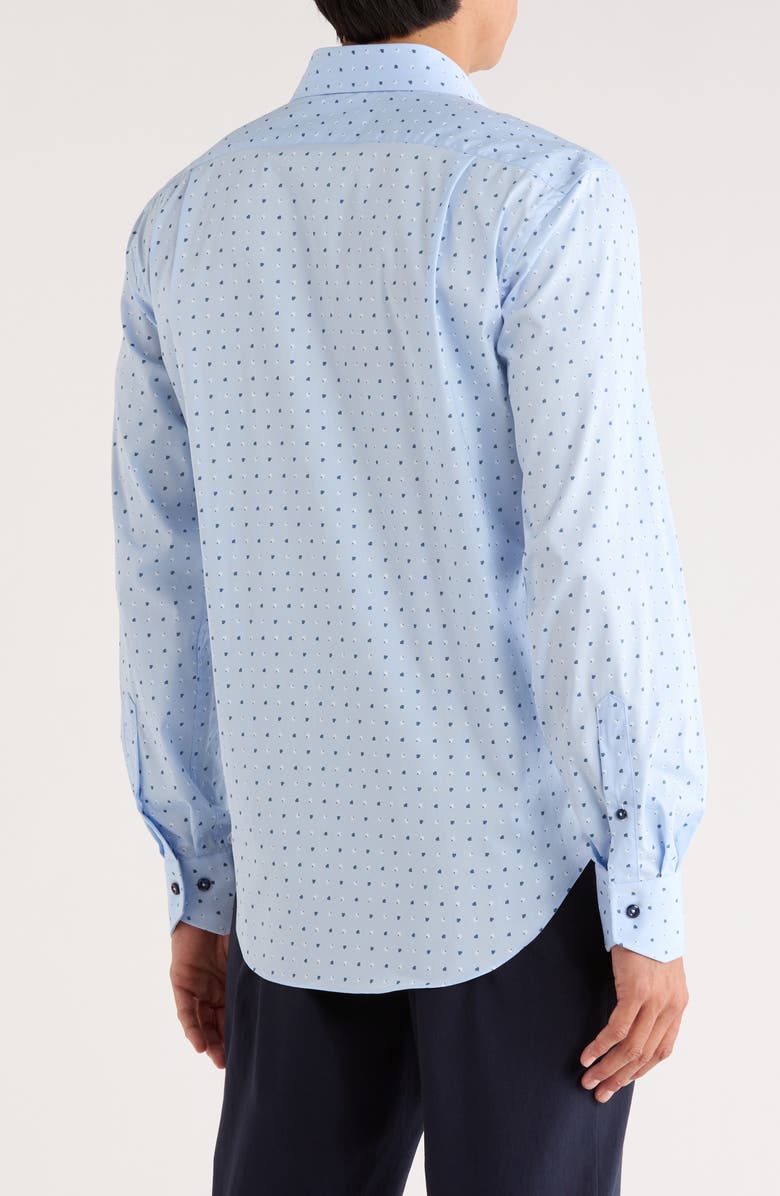 Lorenzo Uomo Print Trim Fit Dress Shirt, Alternate, color, Light Blue