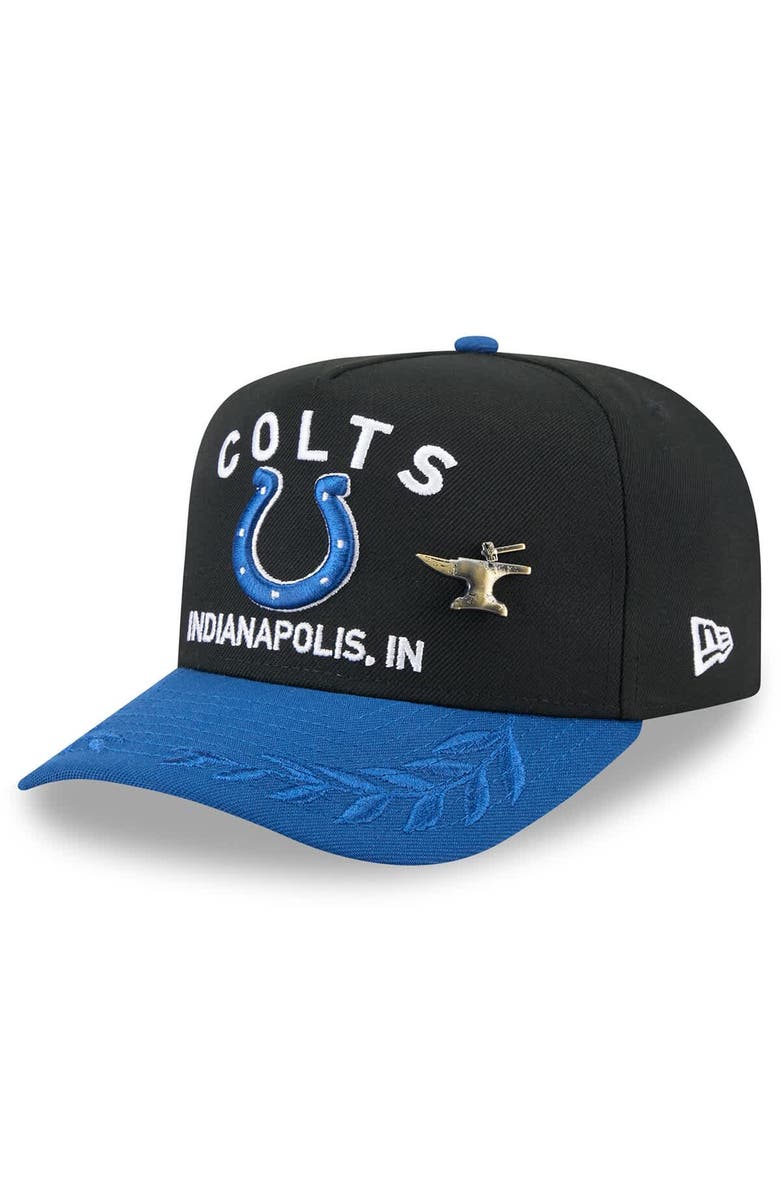 New Era Men's New Era Black/Royal Indianapolis Colts 2025 NFL Draft On Stage A-Frame 59FIFTY Fitted Hat, Main, color, 