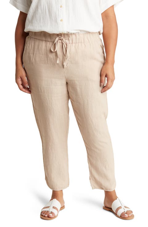 Tulip Hem Linen Pants (Plus Size)