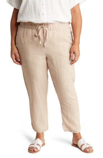 Caslon Tulip Hem Linen Pants In Multi