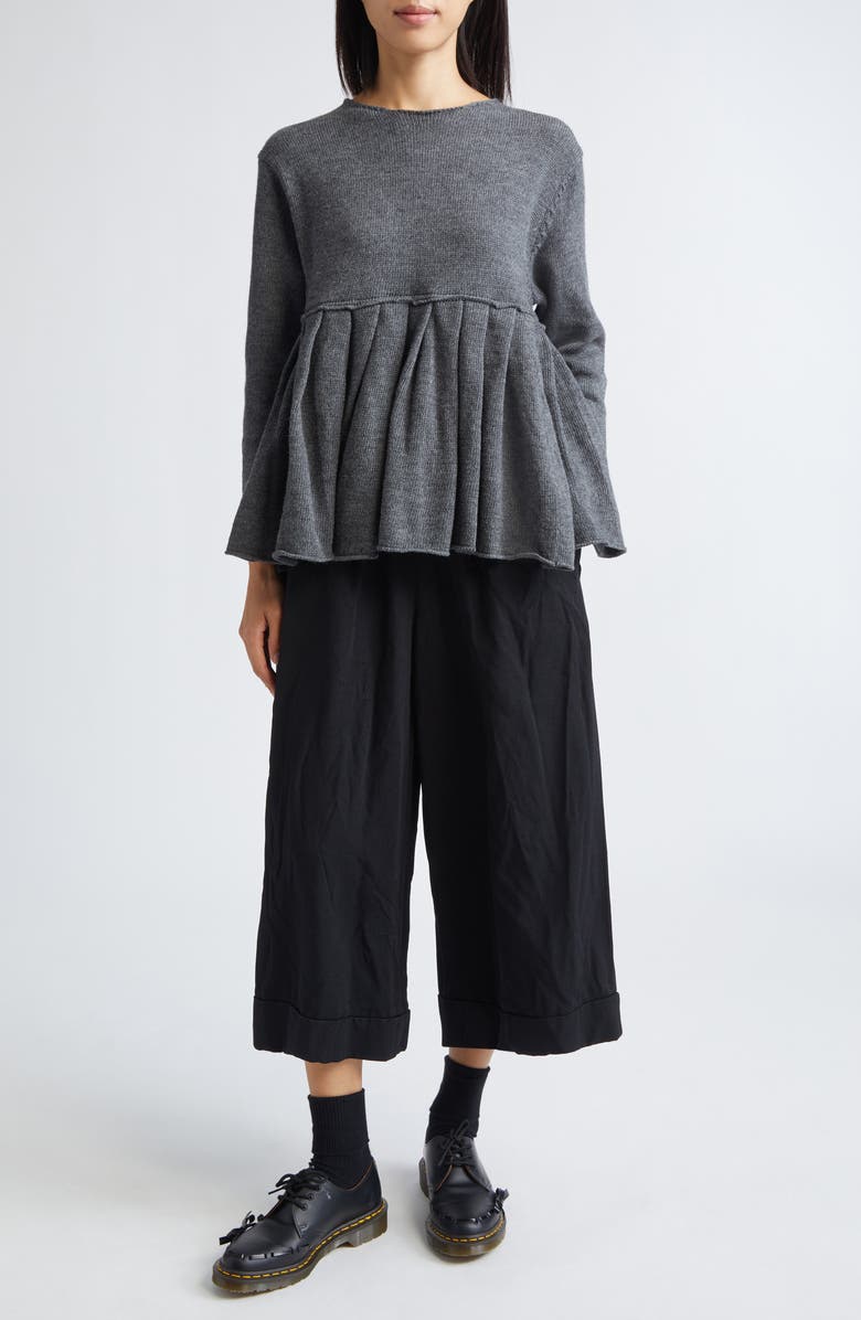 Comme des Garçons Comme des Garçons Wool Jersey Peplum Sweater, Alternate, color, Charcoal