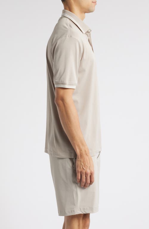 Swannies Thatcher Solid Band Collar Golf Polo In Tan