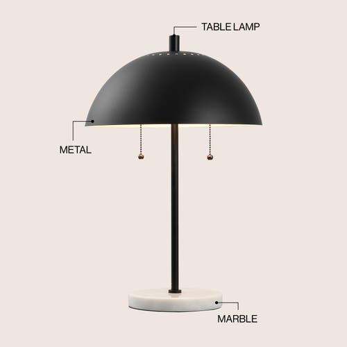 Jonathan Y Ella Dome Metal With Marble Base Led Table Lamp In Black