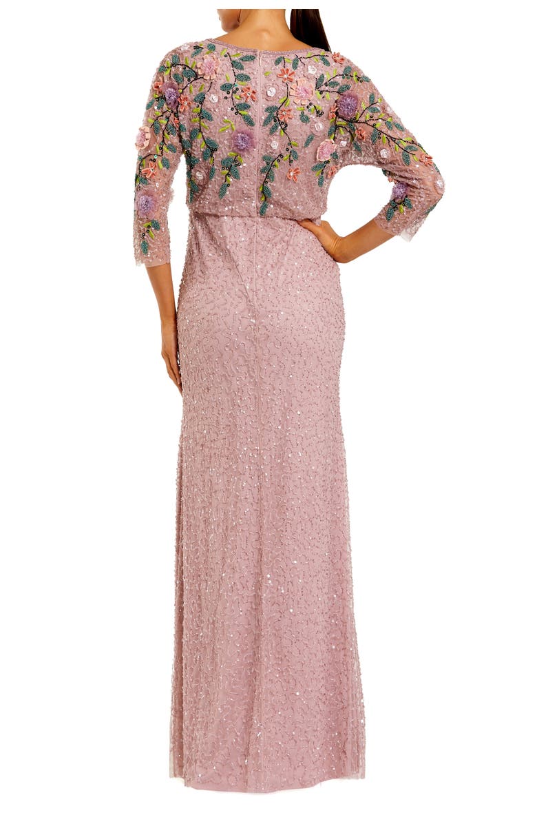 Mac Duggal Floral Embellished Long Sleeve Gown, Alternate, color, Vintage Lilac Multi