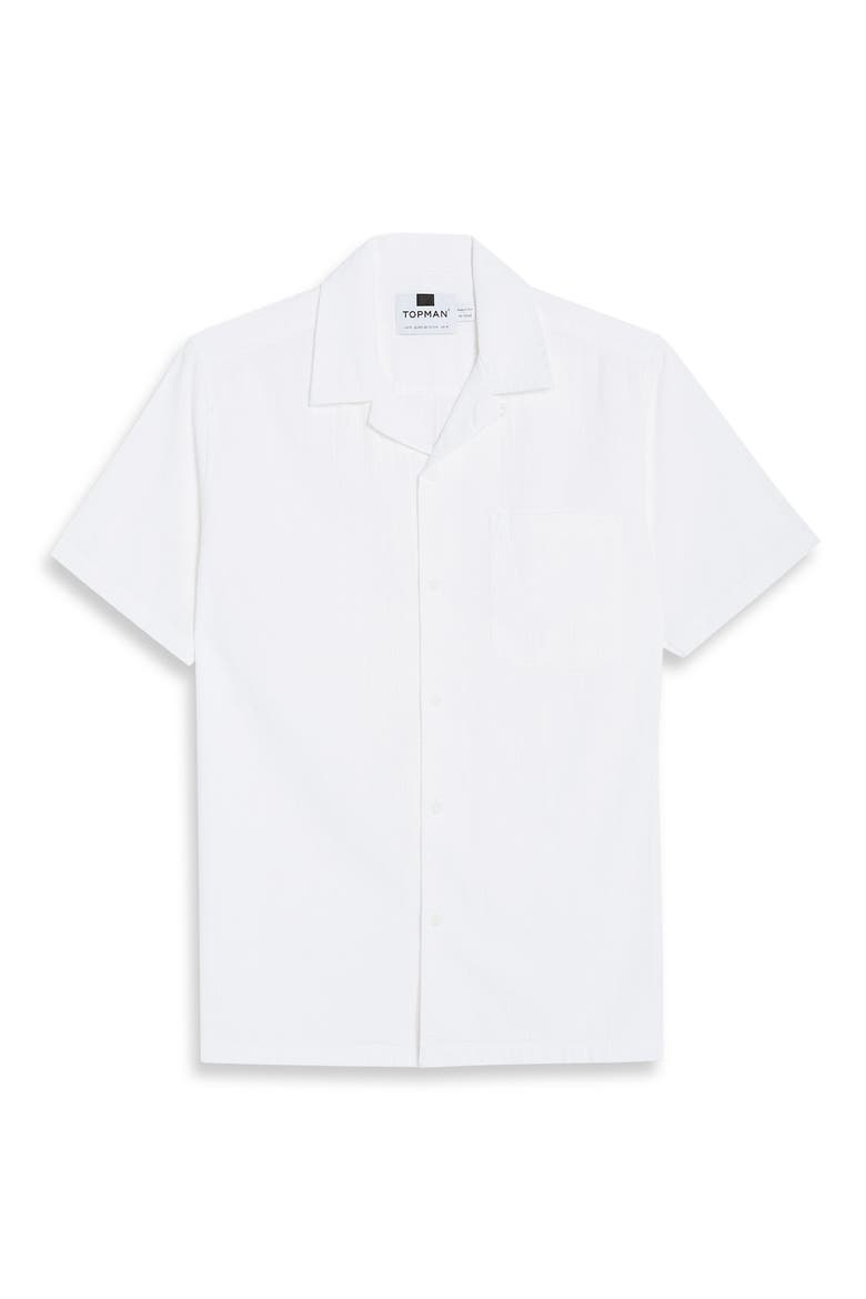 Revere Slim Fit Seersucker Shirt, Alternate, color, WHITE