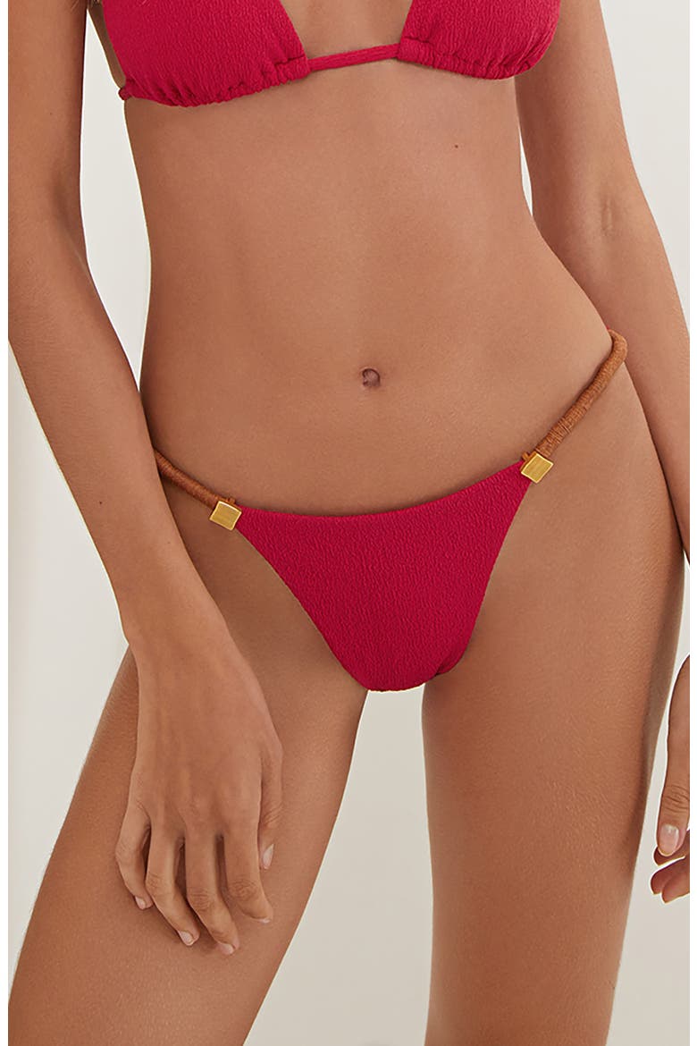 Firenze Aika Double Strap Cheeky Bikini Bottoms, Main, color, RED