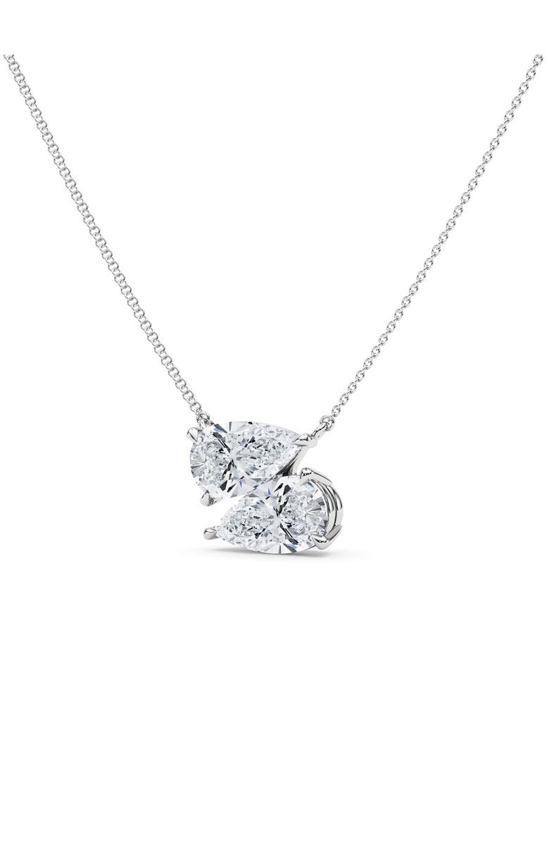 HauteCarat Lab Grown Diamond Twin Pear Cut Pendant Necklace, Alternate, color, 18K White Gold