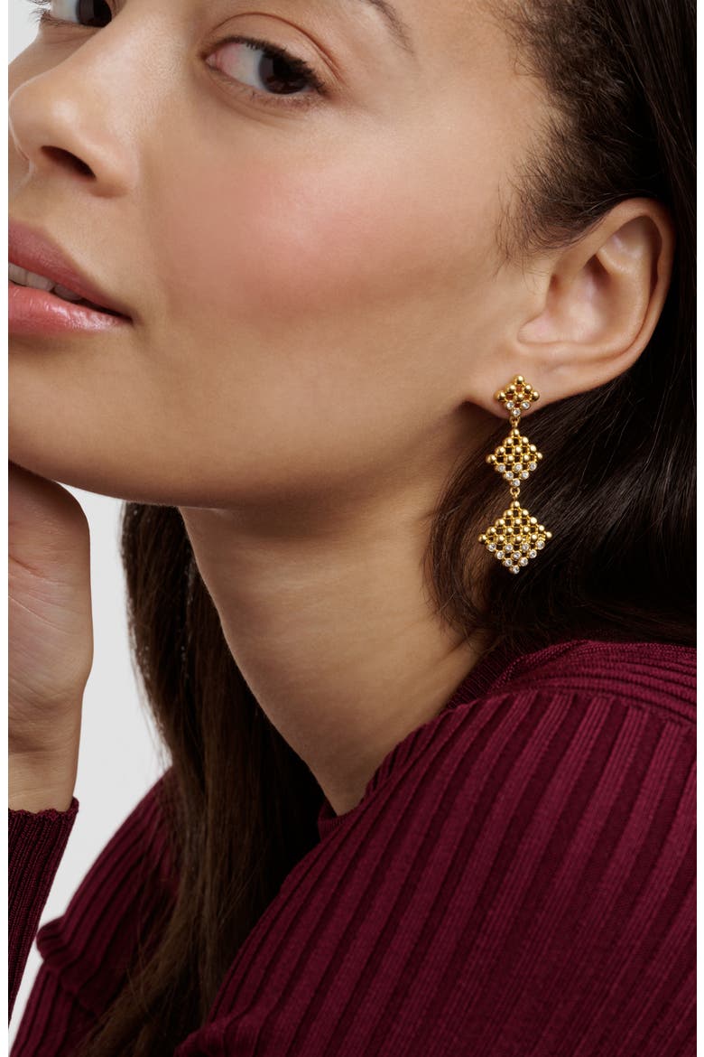Boa Crystal Bobble Diamond Drop Earrings, Alternate, color, GOLD TONE / CLEAR CRYSTAL