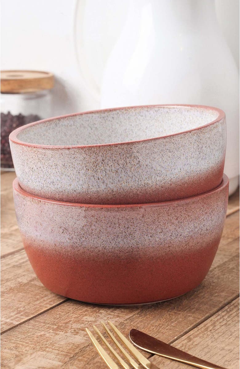 Stone Lain Vince Stoneware 4-Piece Bowl Set, Alternate, color, Red