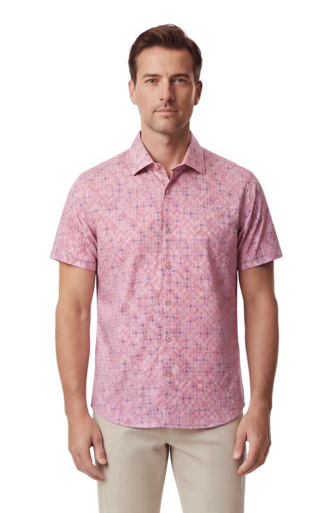 Retro Star Mens Printed Button Up Shirt