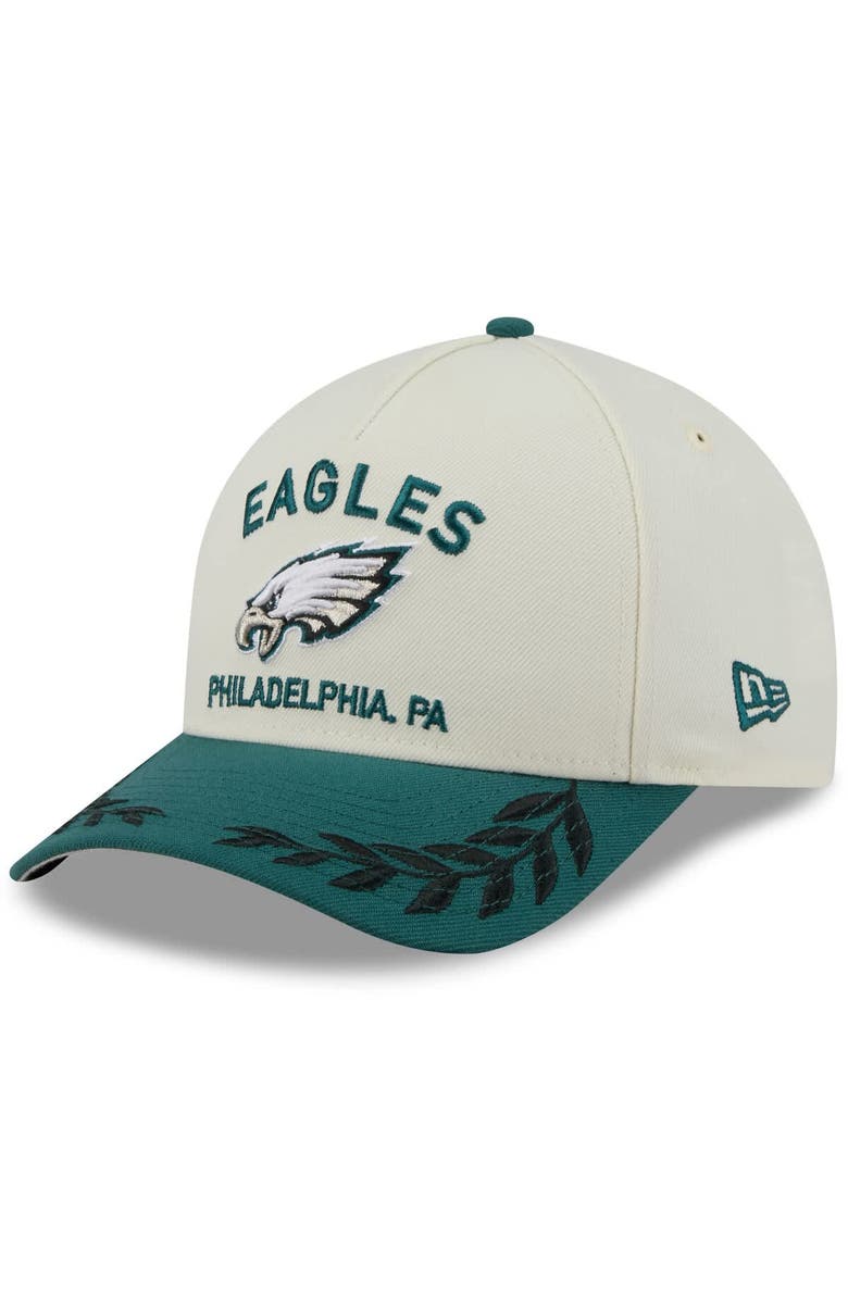 New Era Men's New Era Cream/Midnight Green Philadelphia Eagles 2025 NFL Draft 9FORTY A-Frame M-Crown Adjustable Hat, Main, color, Cream