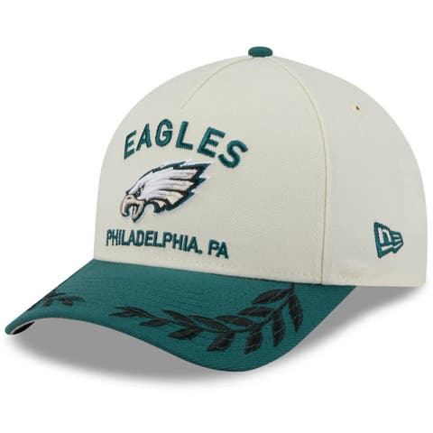 Men's New Era Cream/Midnight Green Philadelphia Eagles 2025 NFL Draft 9FORTY A-Frame M-Crown Adjustable Hat