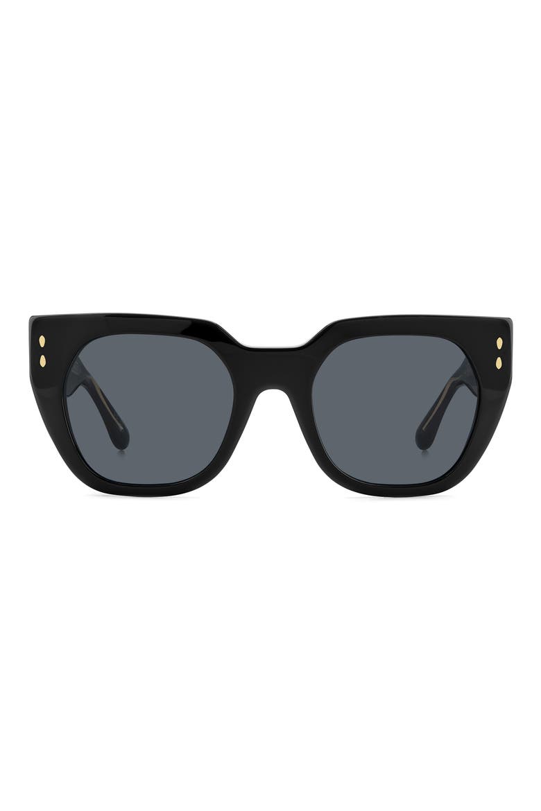 53mm Square Sunglasses, Main, color, BLACK