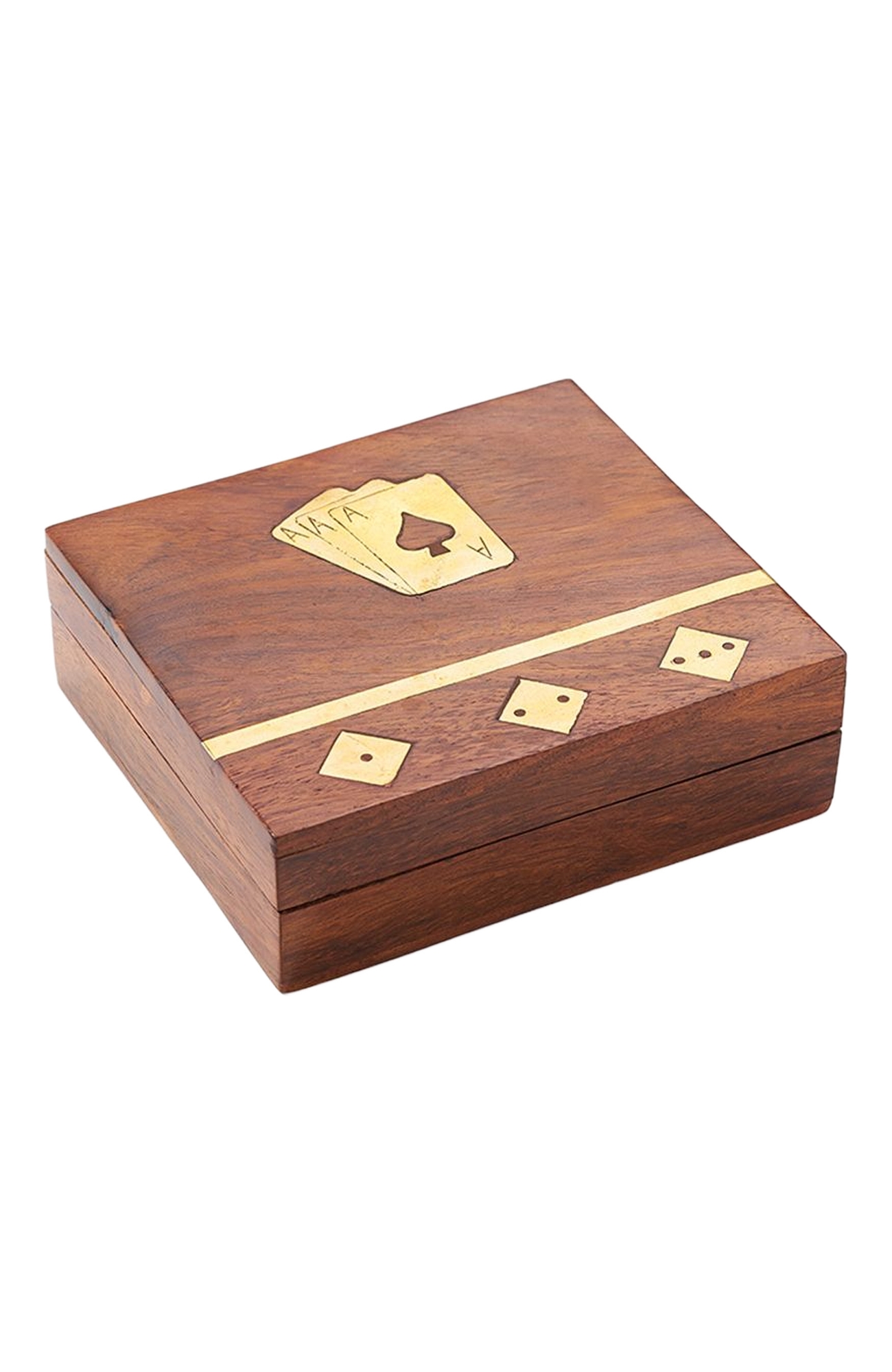 Matr Boomie Game Night Box (5 Dice, Playing Cards) - Handcrafted Wood - Brown
