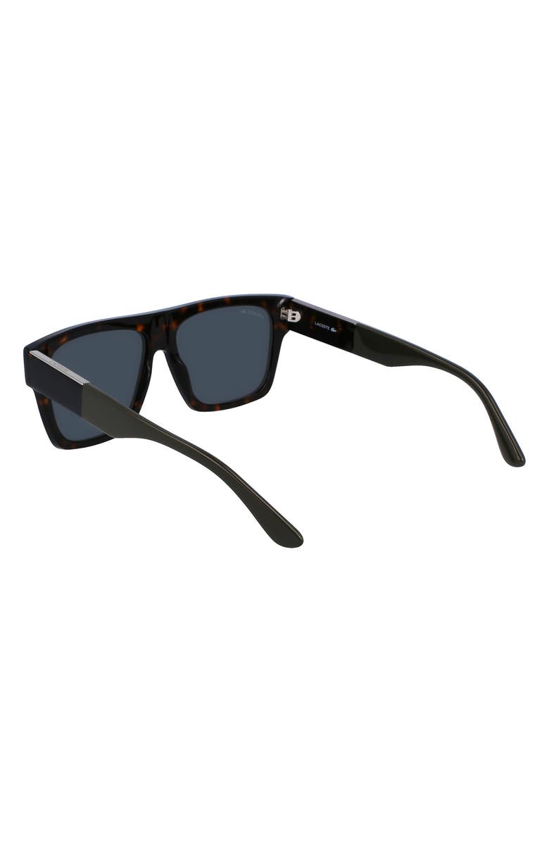 Lacoste 57mm Rectangular Sunglasses, Alternate, color, Dark Havana