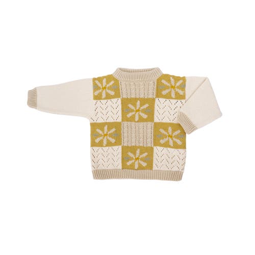 Wild Wawa Daisy Patchwork Sweater In Yellow