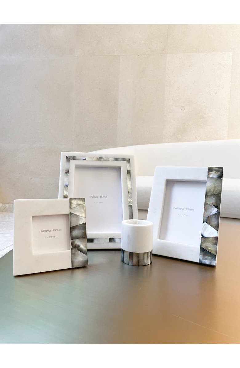 Anaya Grey Mother of Pearl Marble Picture Frames, Alternate, color,