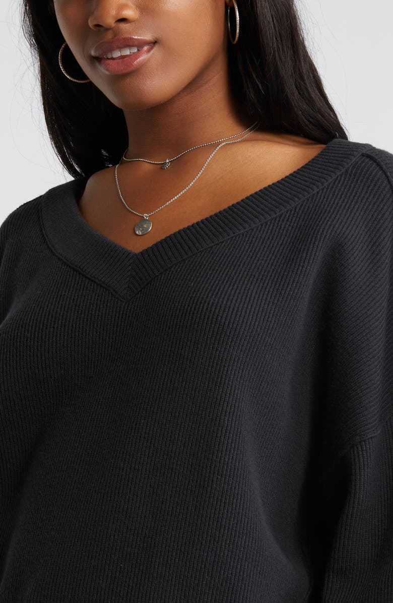 BP. Seamed Oversize V-Neck Rib Sweater, Alternate, color,