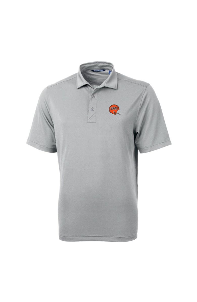 Cutter & Buck Men's Cutter & Buck Gray Cincinnati Bengals Throwback Logo Virtue Eco Pique Recycled Big & Tall Polo, Alternate, color, 